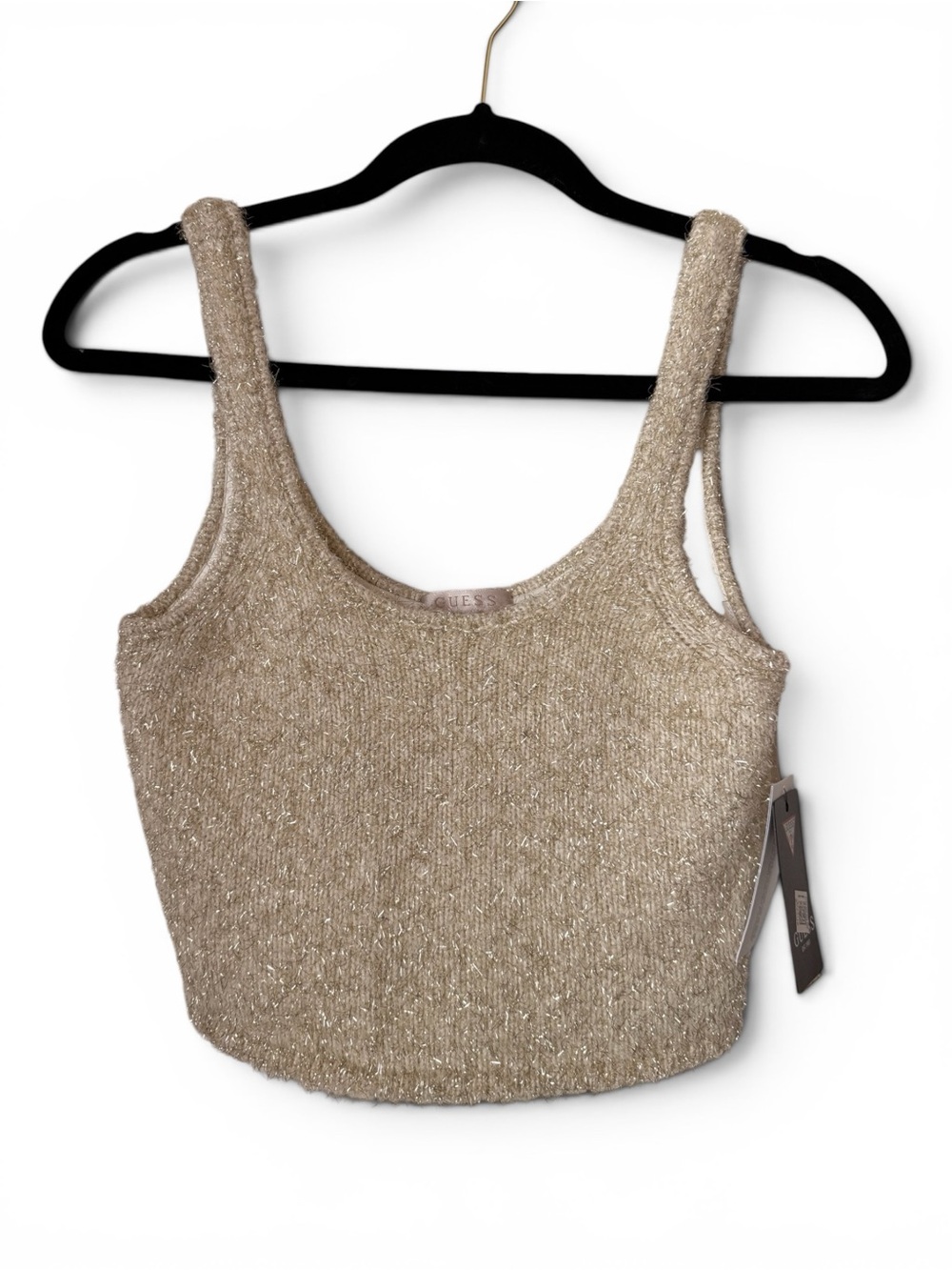 ✨NWT✨GUESS Tinsley Metallic Sweater Knit Crop Tank | Size Small